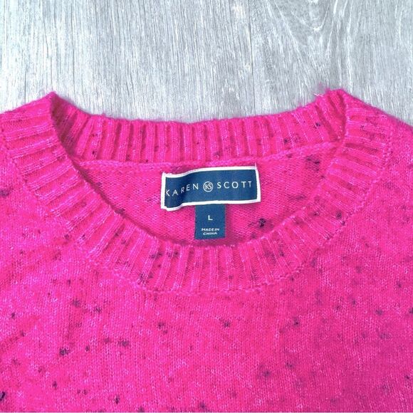 Karen Scott Women's Pink Sequins Holiday Penguin Sweater L - Picture 2 of 4